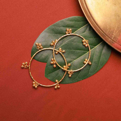 Gold Plated Ghungroo Charm Silver Bangles
