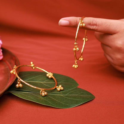 Gold Plated Ghungroo Charm Silver Bangles