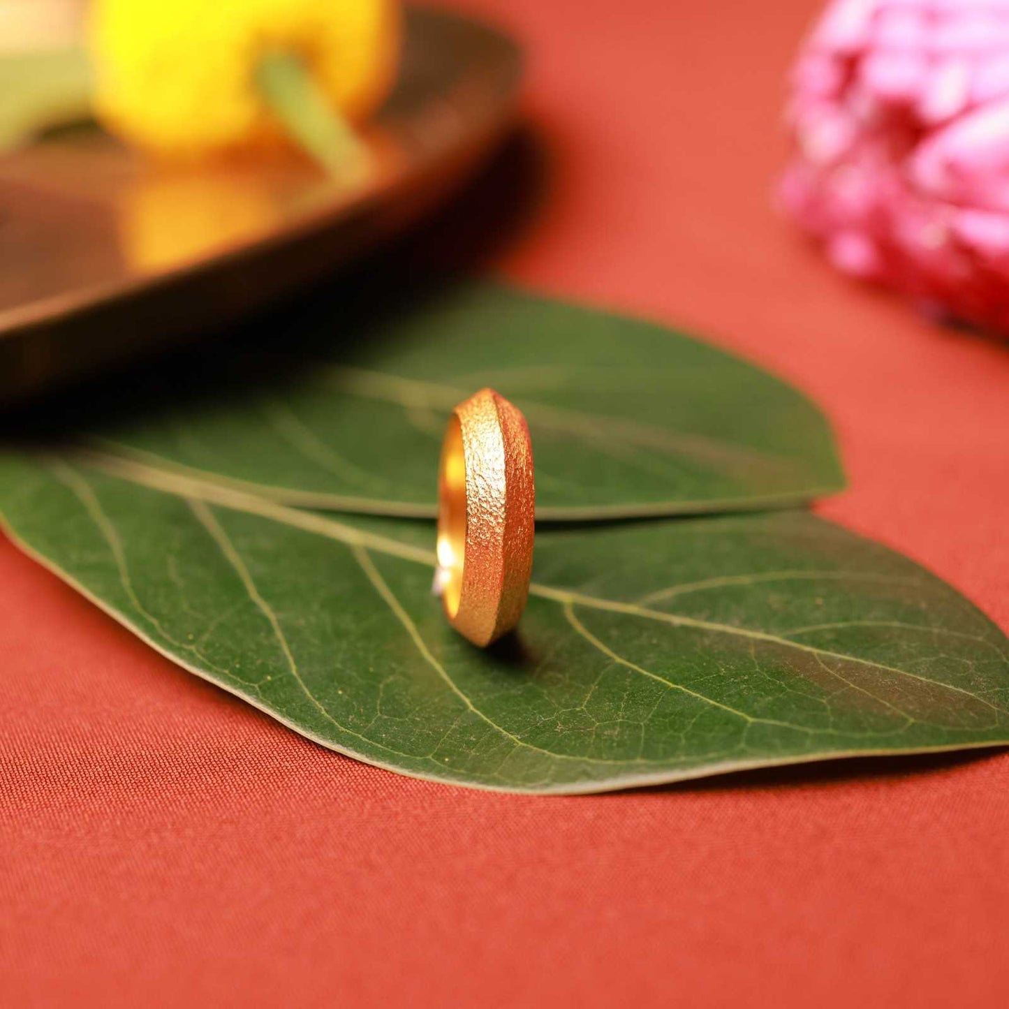 Minimal textured gold plated toe ring with a refined finish from Silalankaraa.