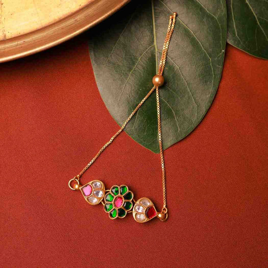 Gold Plated Heritage Floral Adjustable Silver Bracelet.