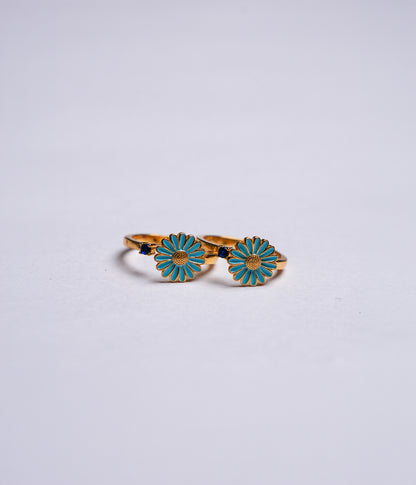 Blue Daisy Gold-Plated Toe Ring