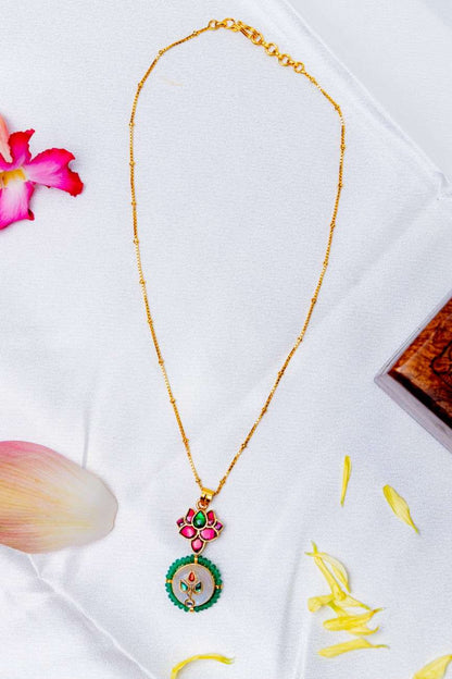 Lotus Bloom Stone Pendant Necklace