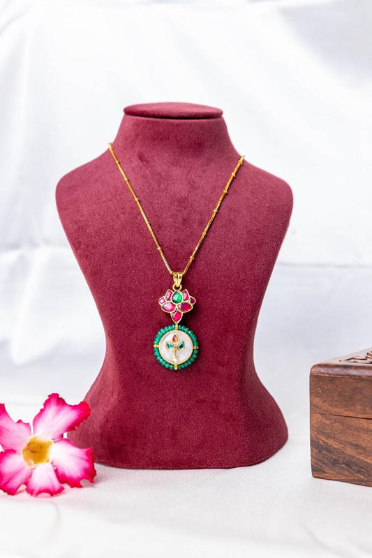 Lotus Motif Pendant Necklace