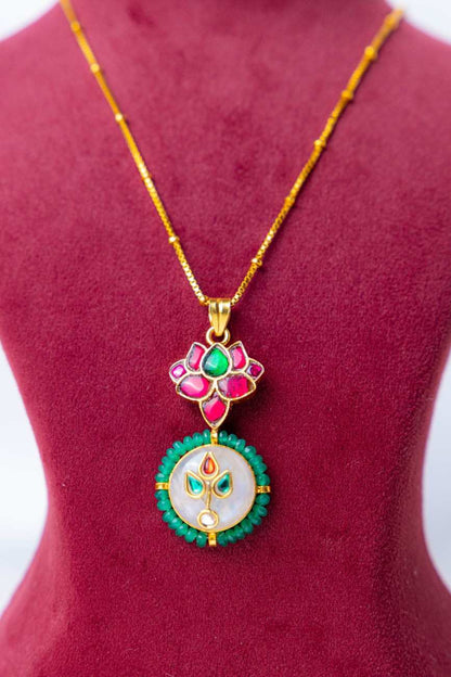 Lotus Motif Pendant Necklace