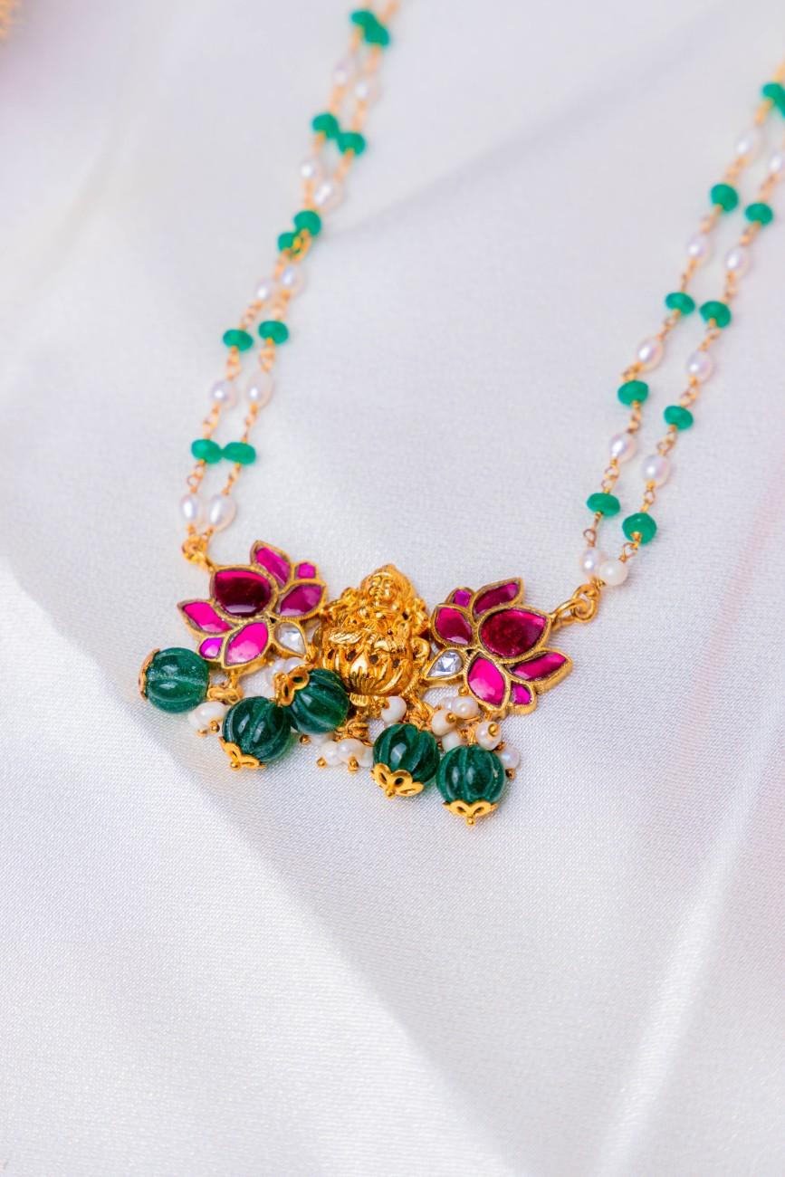 Lotus Lakshmi Temple Necklace