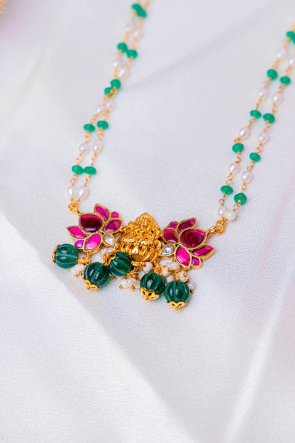 Lotus Lakshmi Temple Necklace