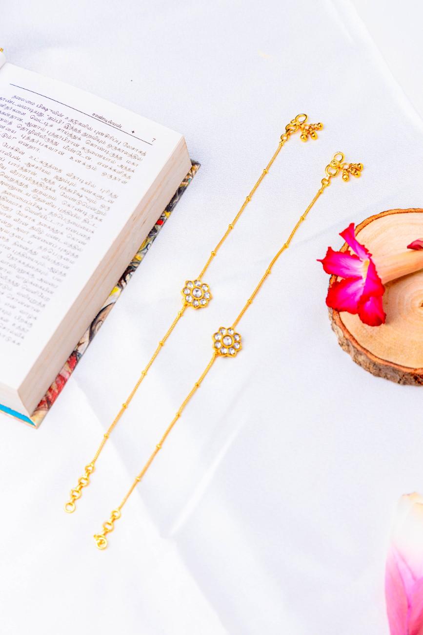 Gold Plated Kundan Anklet for women.