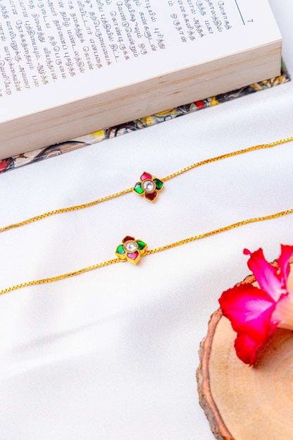 Sterling Silver Gold-Plated Floral Anklet