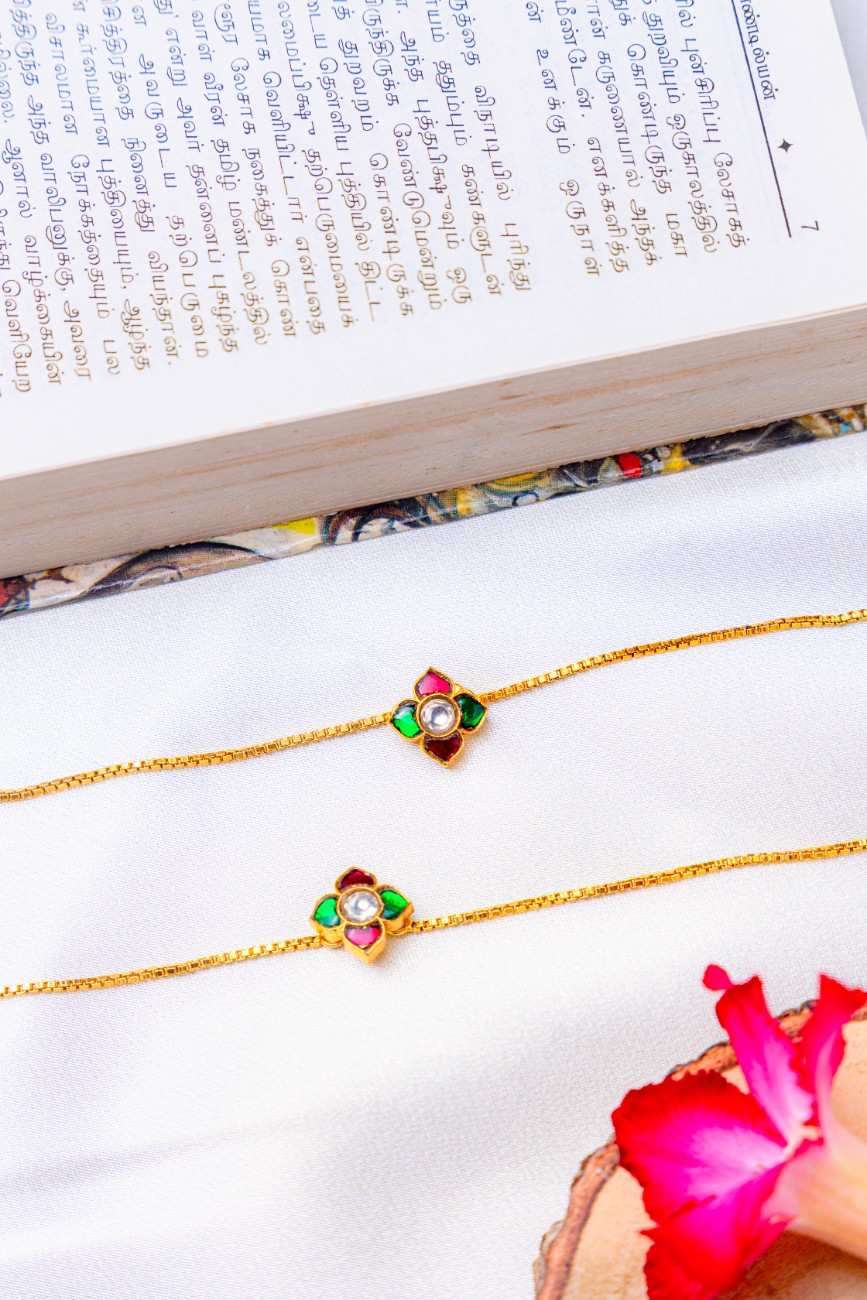 Sterling Silver Gold-Plated Floral Anklet