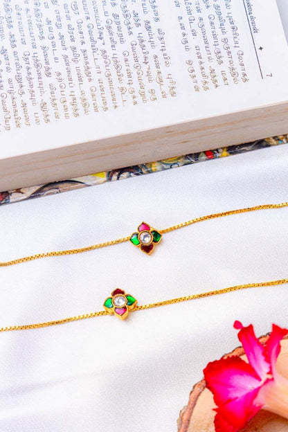 Sterling Silver Gold-Plated Floral Anklet