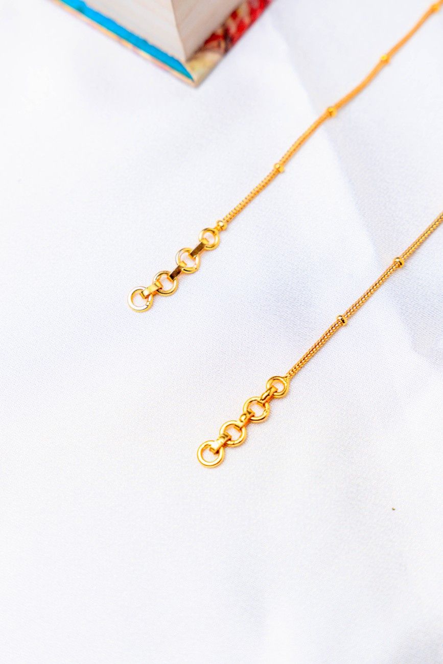 Gold-plated anklets with green Floral stone