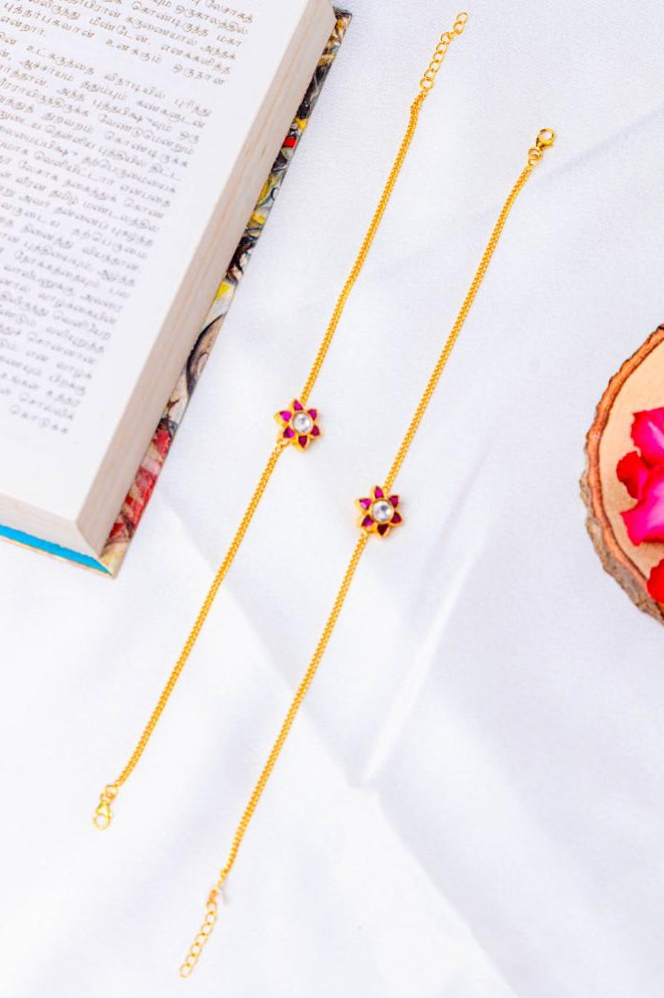 silver gold plated anklet for women.