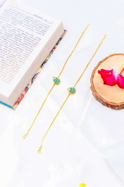 Gold-Plated Stone Turquoise Anklet