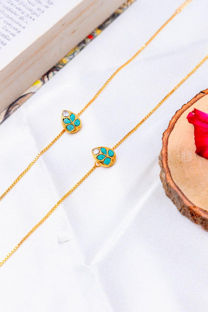 Gold-Plated Stone Turquoise Anklet