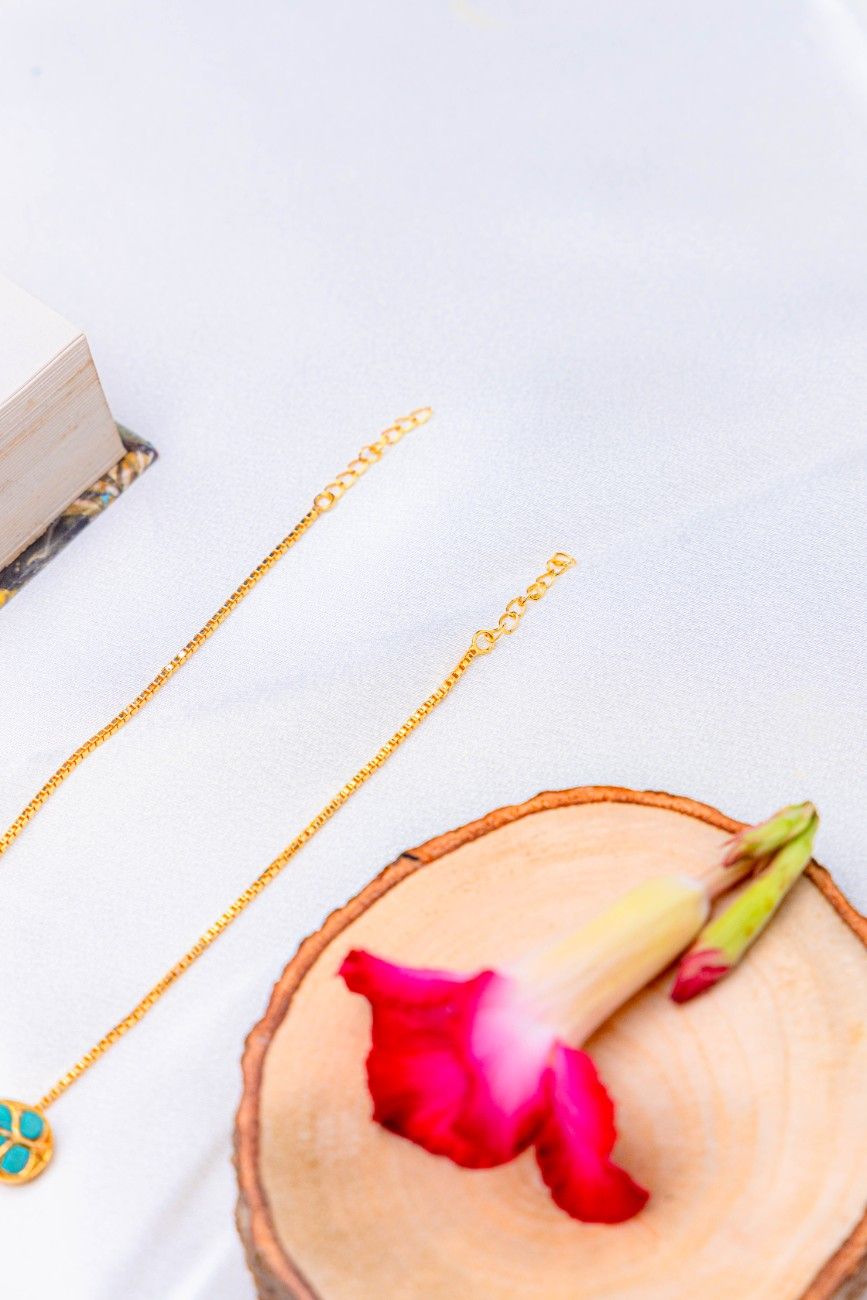 Gold-Plated Stone Turquoise Anklet