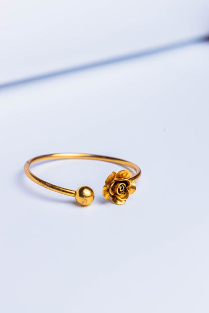 Adjustable Gold-Tone Gadi Bangle with floral Design