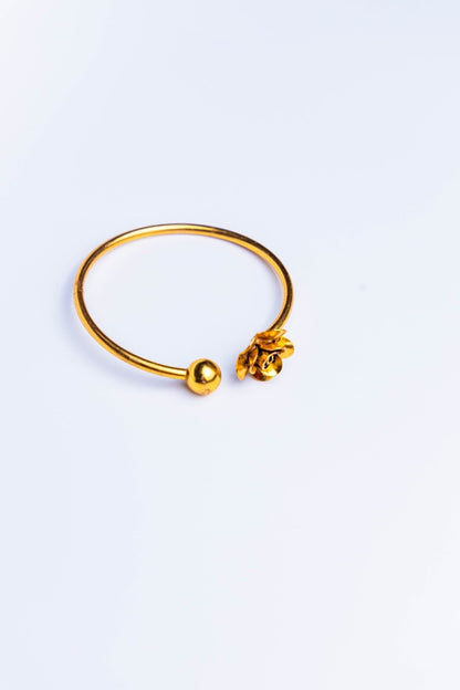 Adjustable Gold-Tone Gadi Bangle with floral Design