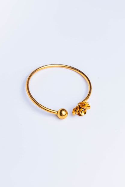 Adjustable Gold-Tone Gadi Bangle with floral Design