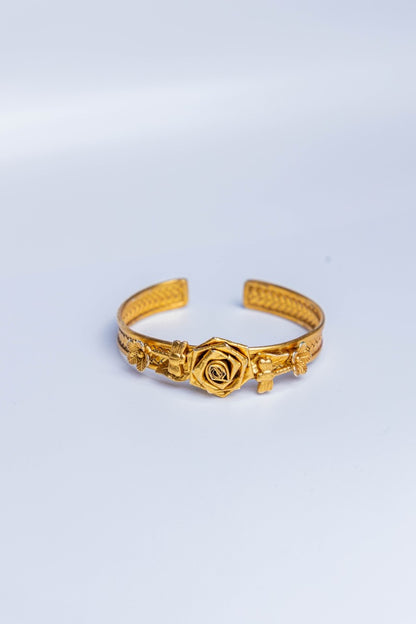 Gold-Tone Floral Gadi Bangle