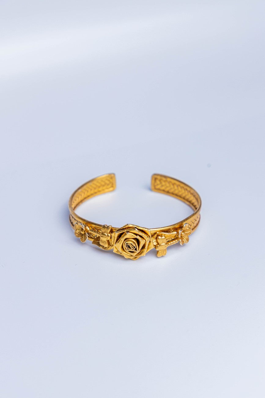 Gold-Tone Floral Gadi Bangle