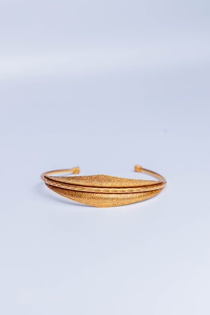 Textured Gold Leaf Cuff Bracelet