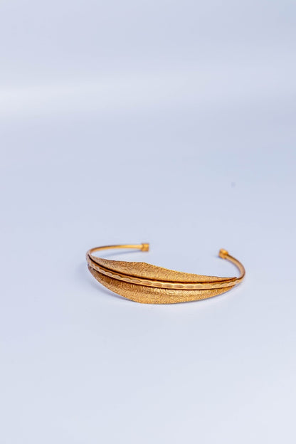 Textured Gold Leaf Cuff Bracelet