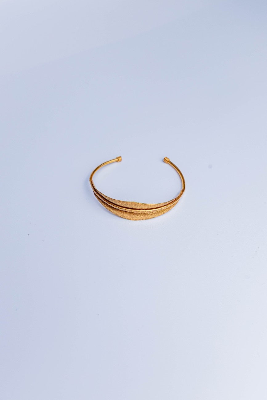 Textured Gold Leaf Cuff Bracelet
