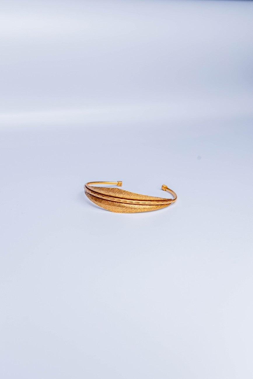 Textured Gold Leaf Cuff Bracelet