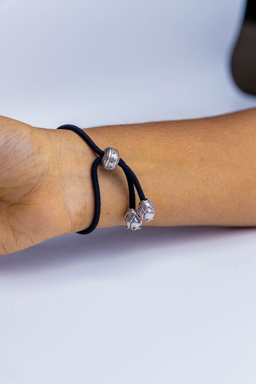 Two-in-One Silver Floral Hairband & Bracelet