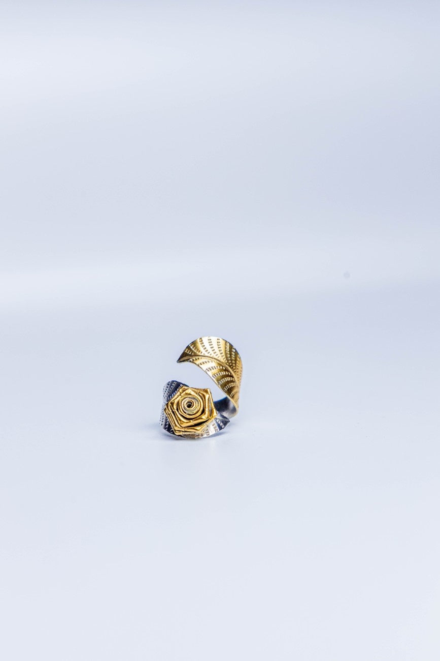 Adjustable Silver Floral Ring