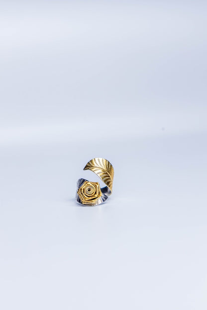 Adjustable Silver Floral Ring