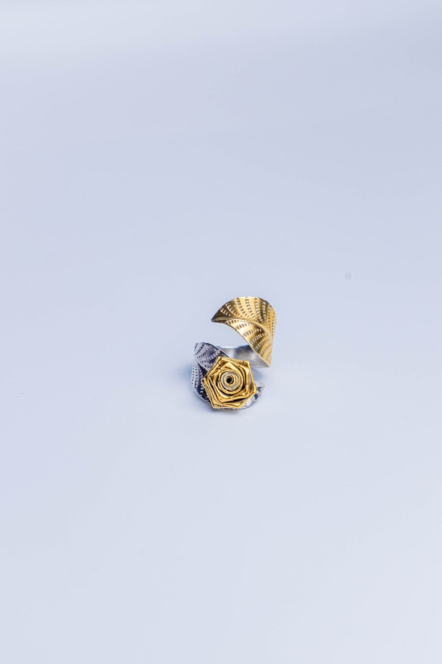 Adjustable Silver Floral Ring