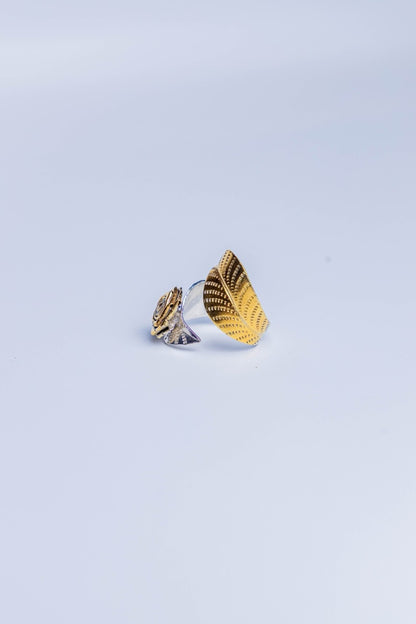 Adjustable Silver Floral Ring