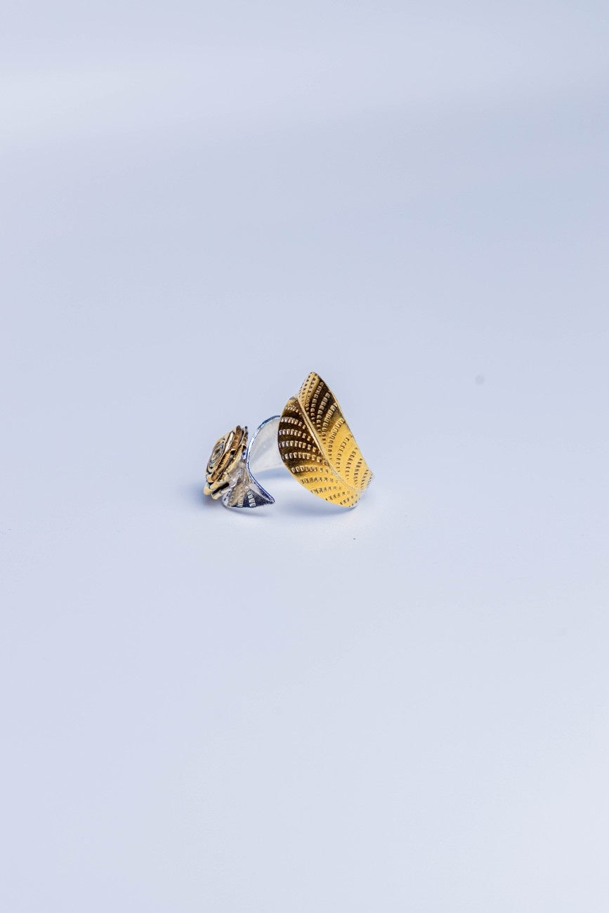 Adjustable Silver Floral Ring