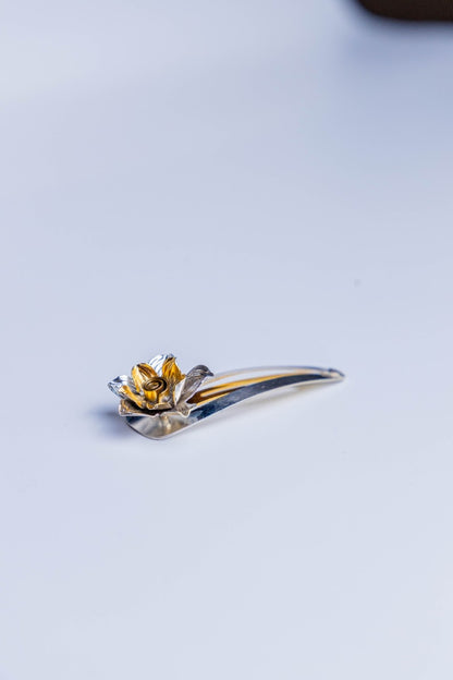 Sterling Silver Floral Hair Clip