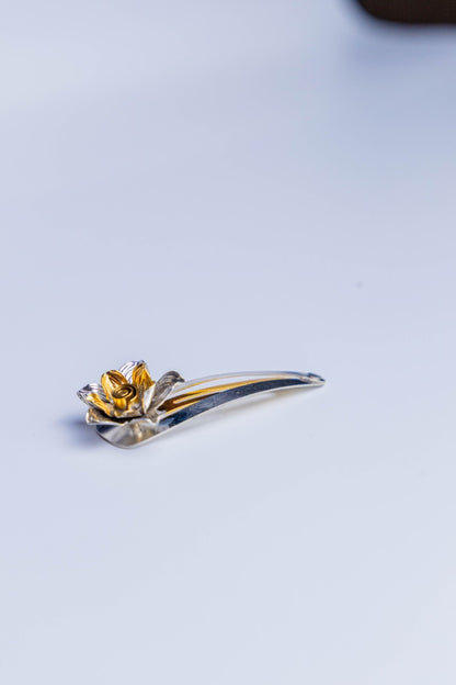 Sterling Silver Floral Hair Clip.