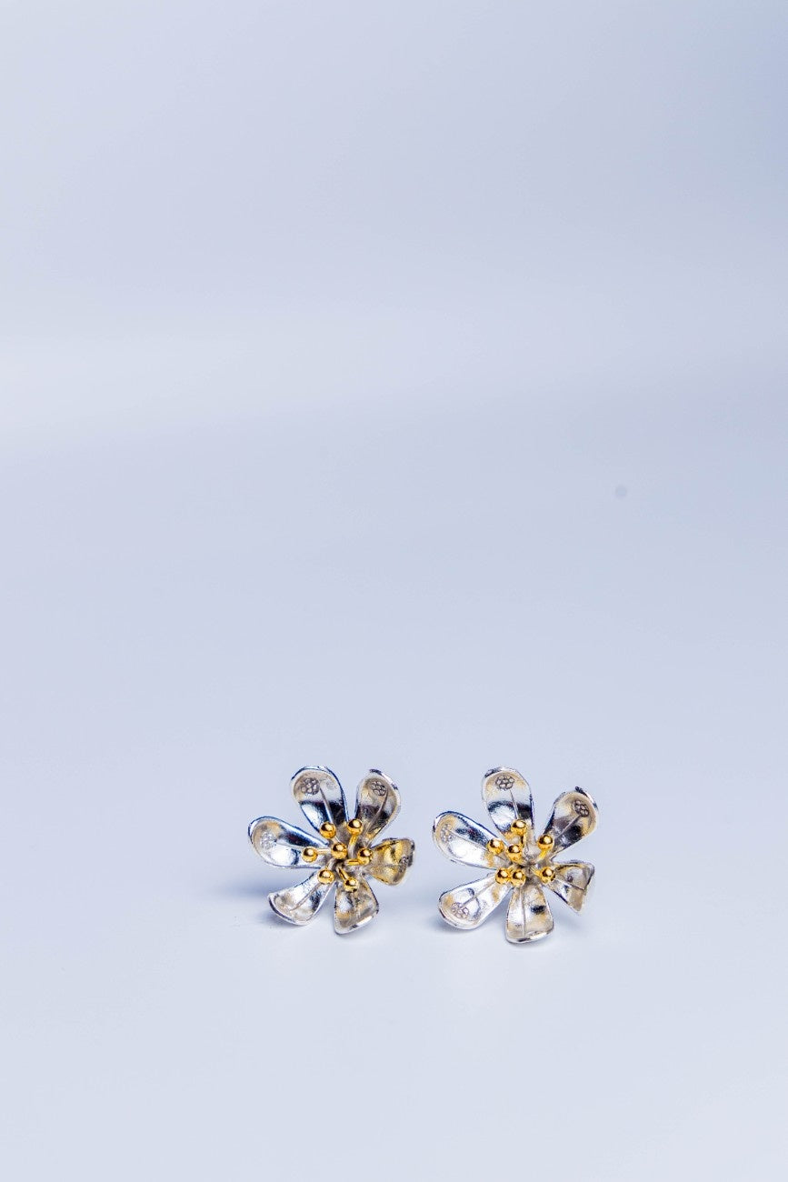 92.5 Sterling Silver Earring with floral design.