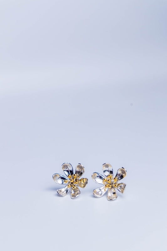 92.5 Sterling Silver Earring with floral design.
