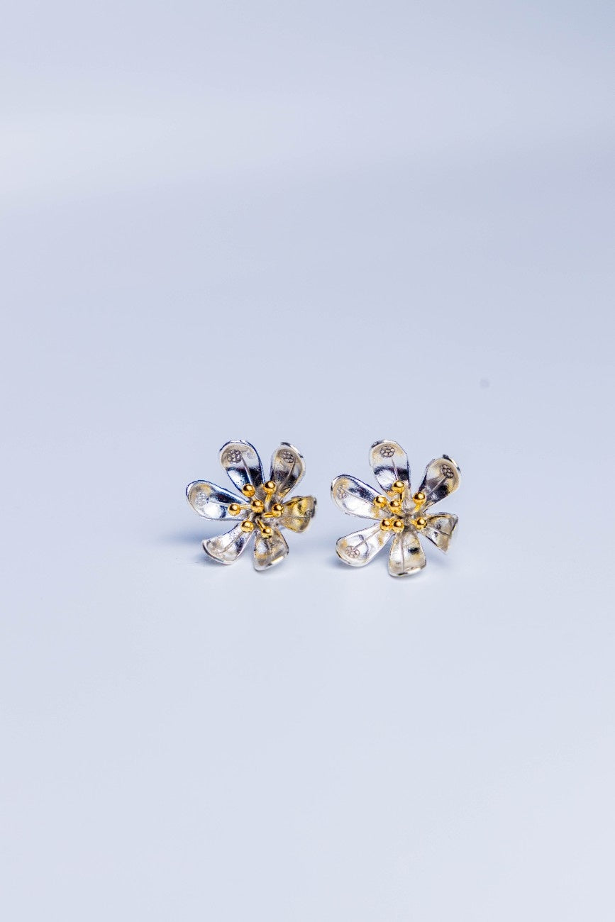 Sterling Silver Floral Stud Earrings