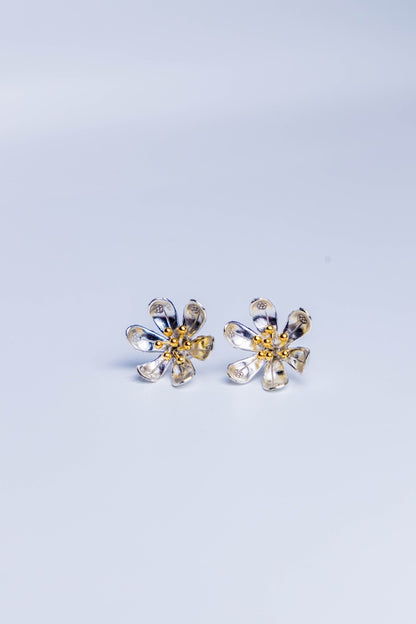 Sterling Silver Floral Stud Earrings