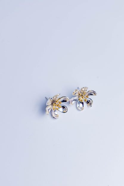 Sterling Silver Floral Stud Earrings