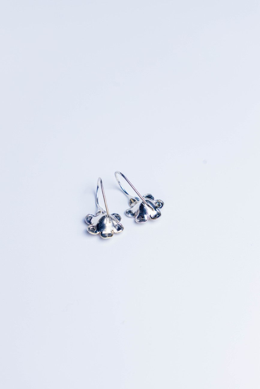 Handcrafted Dual-Tone Floral Silver Earrings