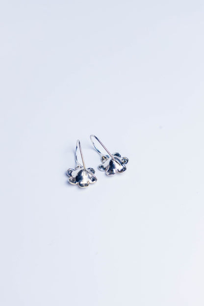 Handcrafted Dual-Tone Floral Silver Earrings