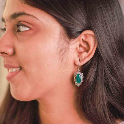 Green Onyx Statement Earrings
