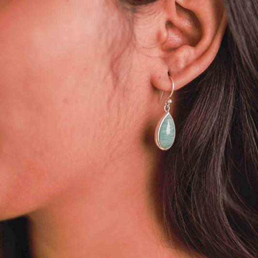 White Onxy Teardrop earrings in 92.5 sterling silver.