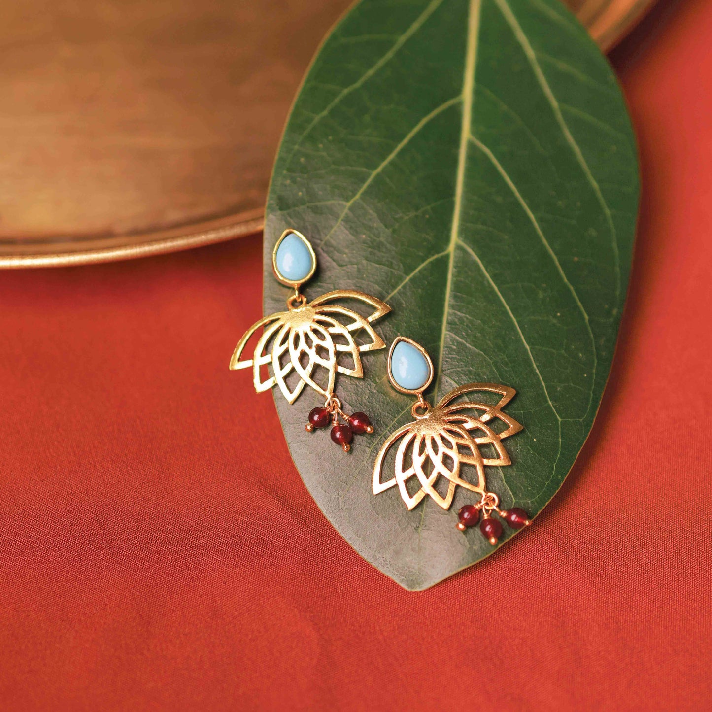 Lotus Petal Stone Drop Earrings