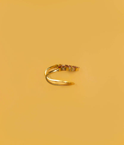 Adjustable Gold Plated Mayura Paisley Kundan Ring