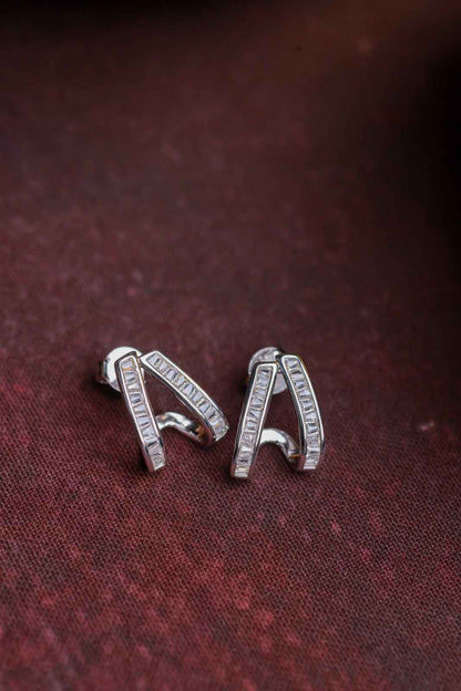 Earrings with Zircon Baguette Stones