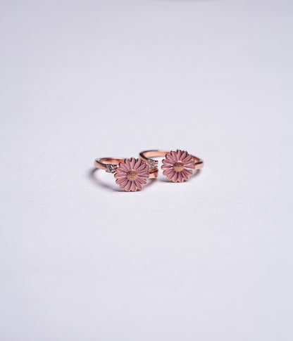 Rose Gold Pink Daisy Toe Ring