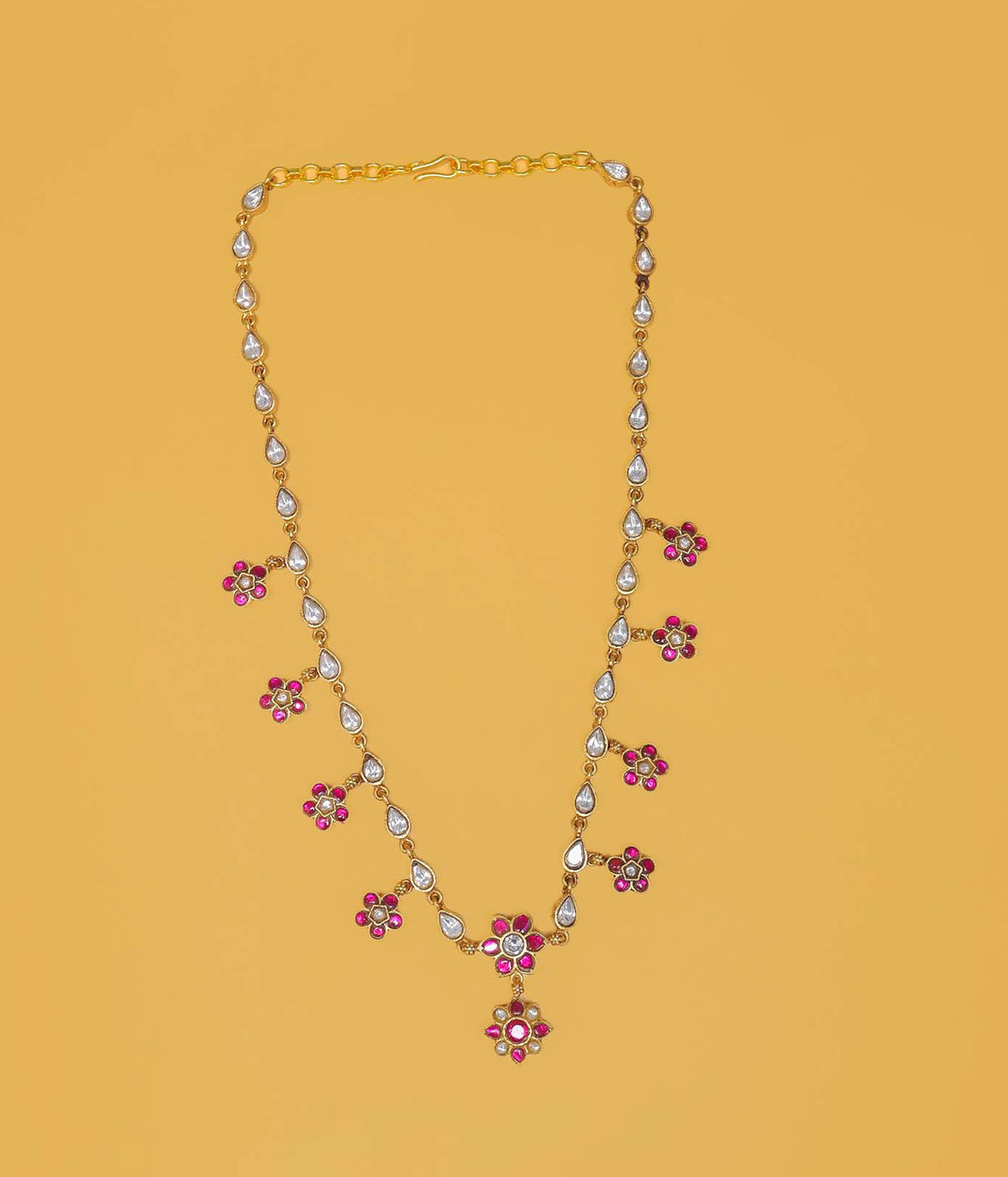 Heritage Floral Kundan Gold Plated Silver Necklace